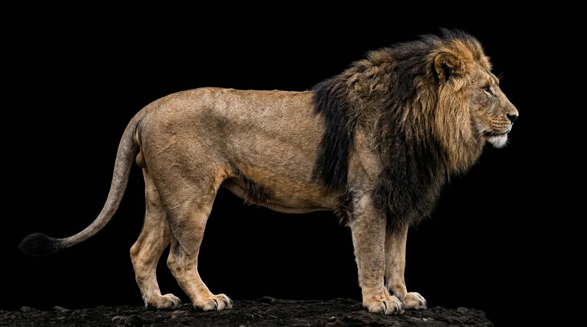 Lion standing side profile