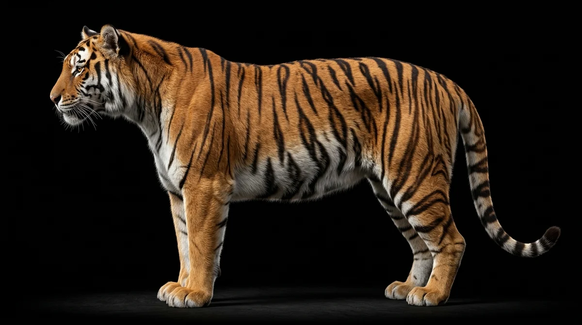 Tiger standing side profile